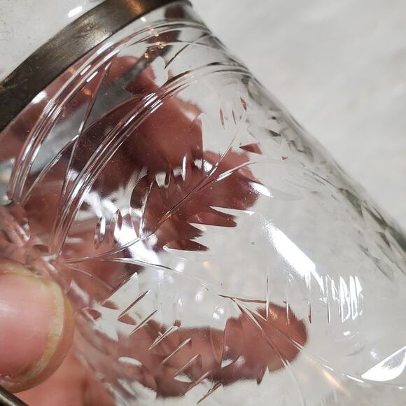 Vintage Etched Syrup Pitcher With Metal Handle - Picture 4 of 8